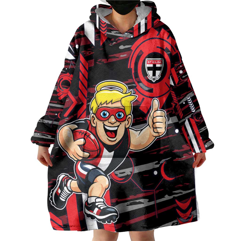 St Kilda Saints Wearable Blanket Hoodie Mascot Cartoon Football Illustration Style