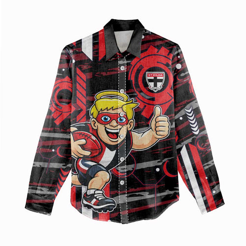 St Kilda Saints Women Casual Shirt Mascot Cartoon Football Illustration Style