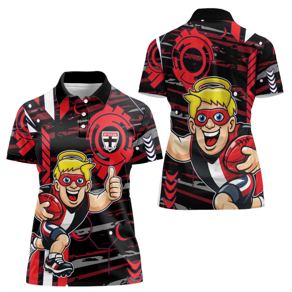 St Kilda Saints Women Polo Shirt Mascot Cartoon Football Illustration Style