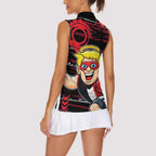 St Kilda Saints Women Sleeveless Polo Shirt Mascot Cartoon Football Illustration Style