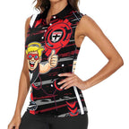 St Kilda Saints Women Sleeveless Polo Shirt Mascot Cartoon Football Illustration Style