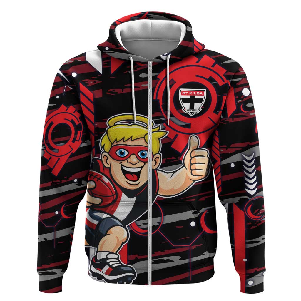 St Kilda Saints Zip Hoodie Mascot Cartoon Football Illustration Style