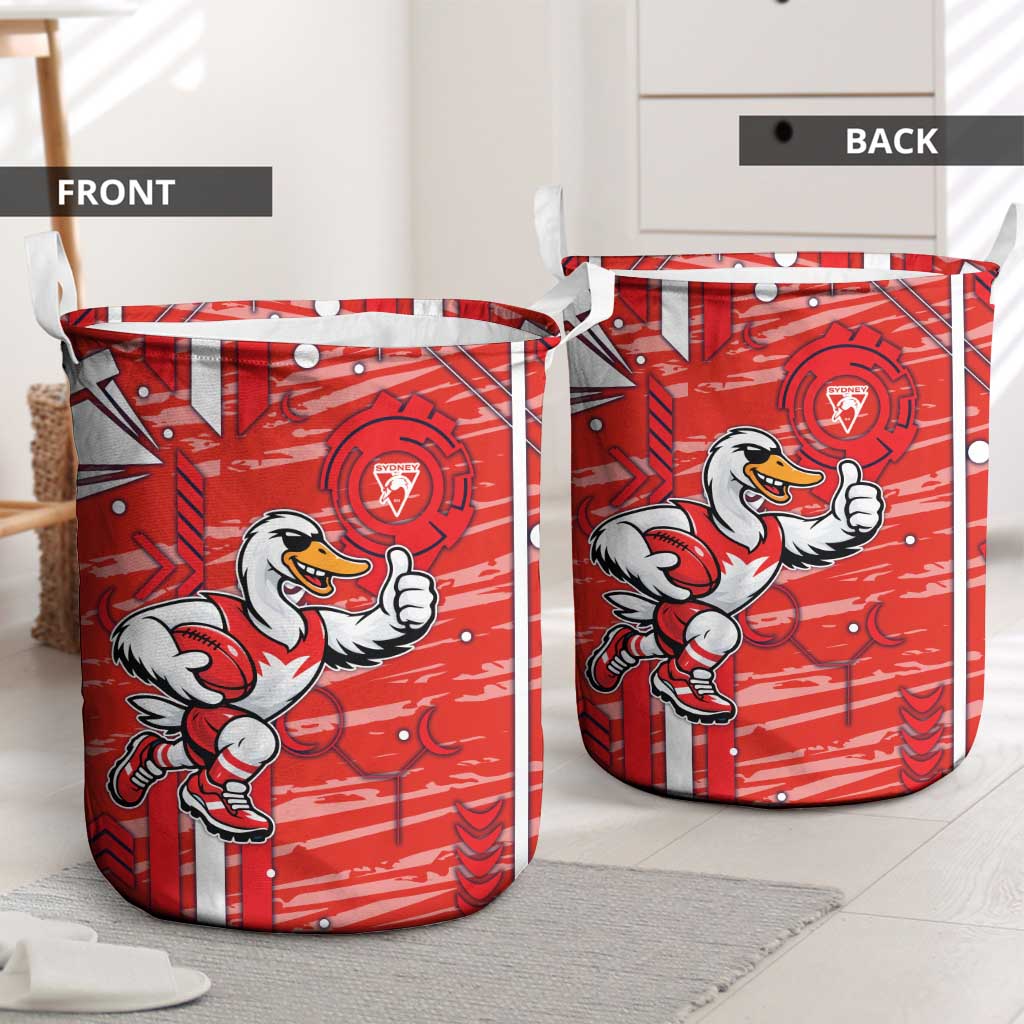 Sydney Swans Laundry Basket Mascot Cartoon Football Illustration Style