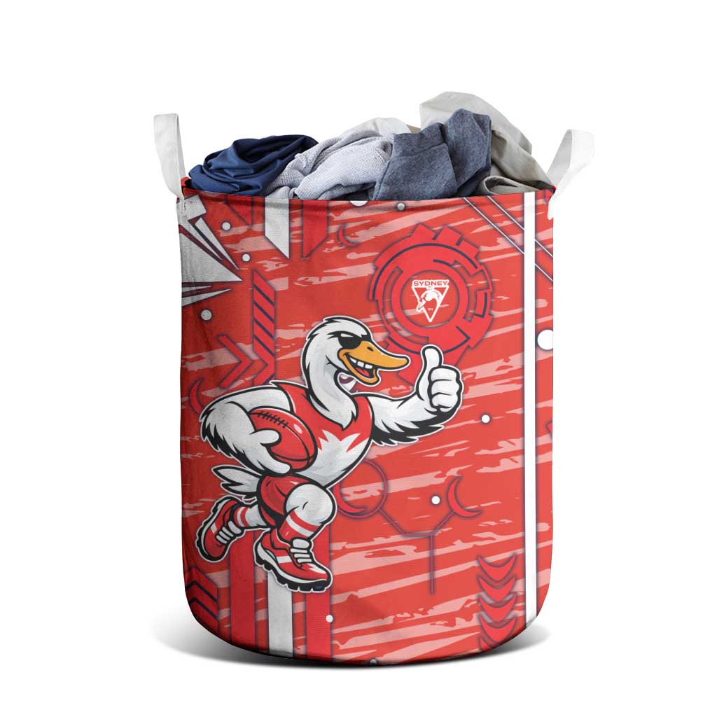 Sydney Swans Laundry Basket Mascot Cartoon Football Illustration Style