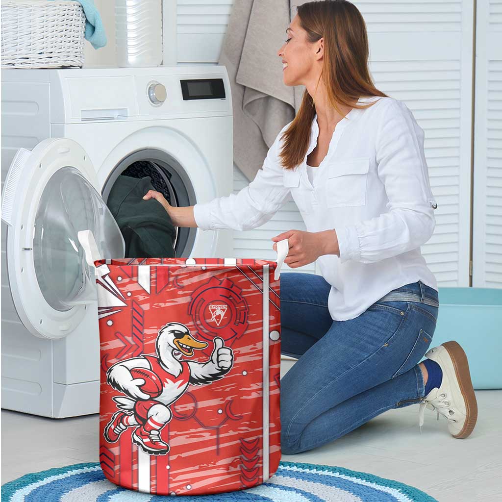 Sydney Swans Laundry Basket Mascot Cartoon Football Illustration Style