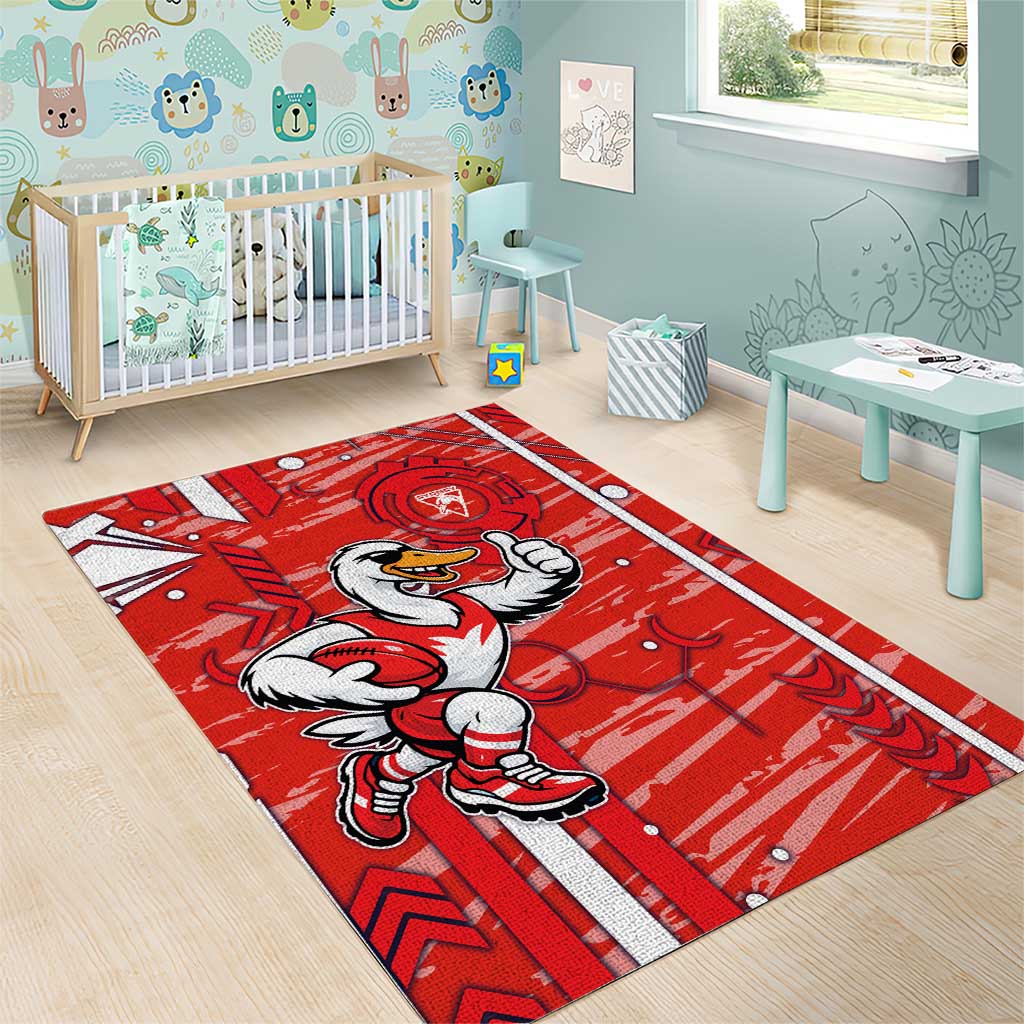 Sydney Swans Area Rug Mascot Cartoon Football Illustration Style