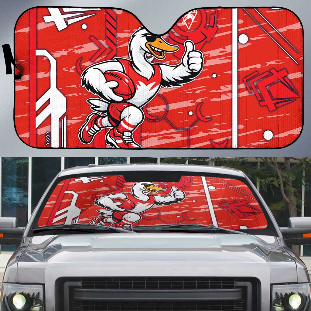 Sydney Swans Auto Sun Shade Mascot Cartoon Football Illustration Style