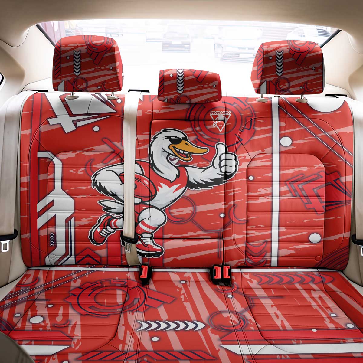 Sydney Swans Back Car Seat Cover Mascot Cartoon Football Illustration Style