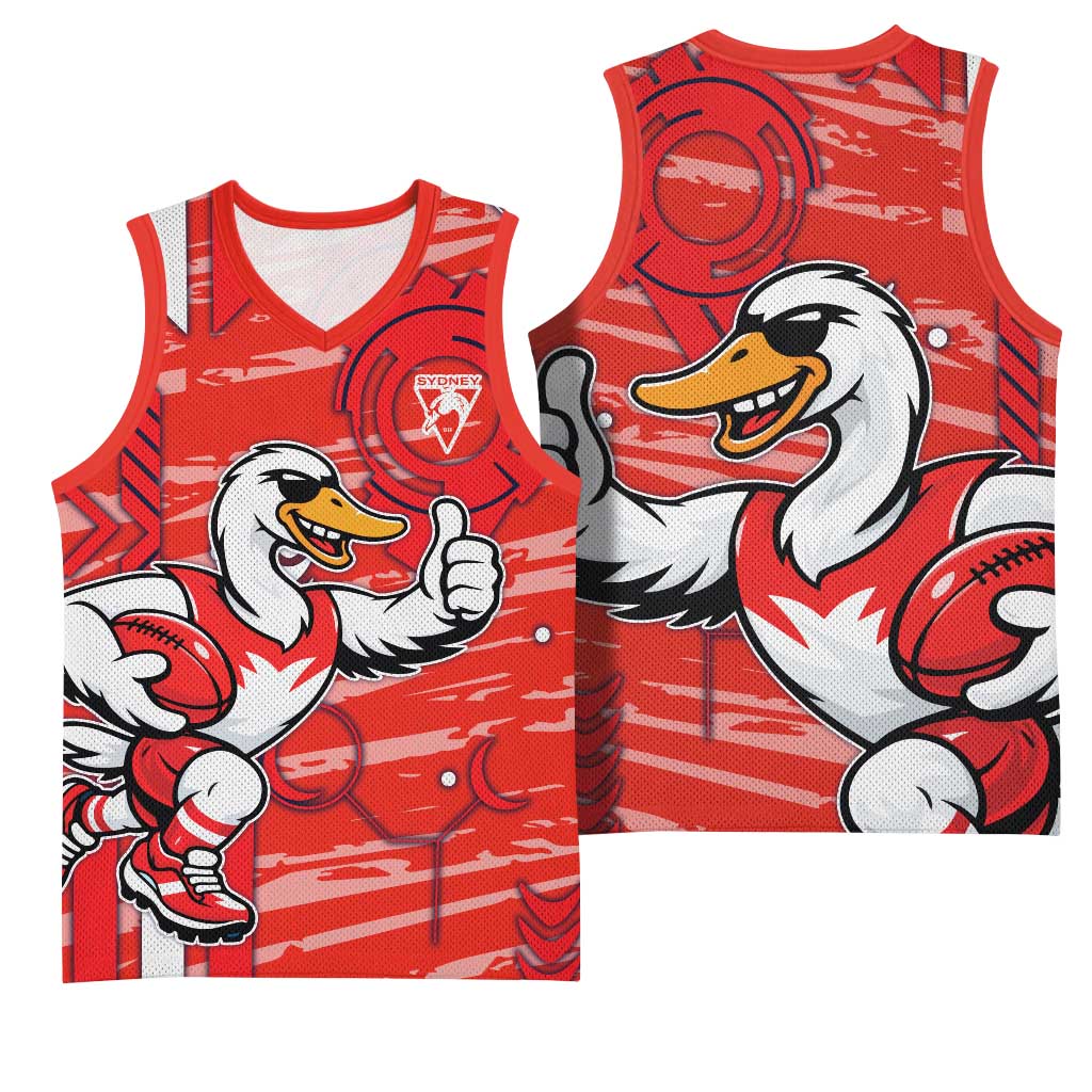 Sydney Swans Basketball Jersey Mascot Cartoon Football Illustration Style