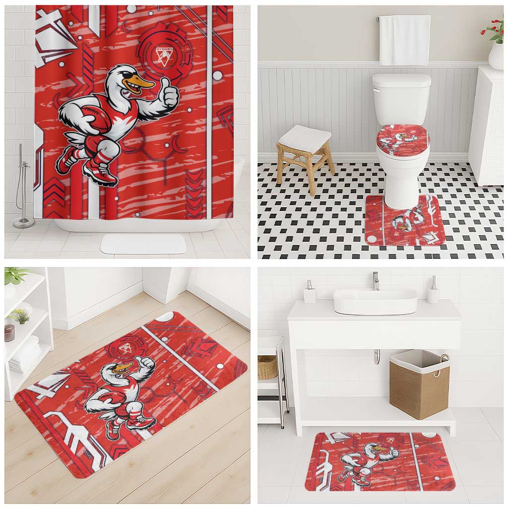 Sydney Swans Bathroom Set Mascot Cartoon Football Illustration Style
