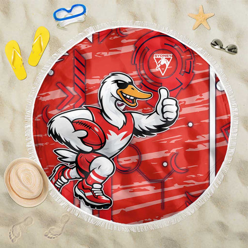 Sydney Swans Beach Blanket Mascot Cartoon Football Illustration Style
