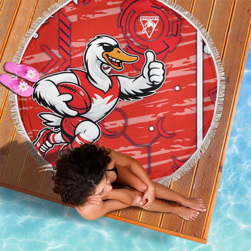 Sydney Swans Beach Blanket Mascot Cartoon Football Illustration Style