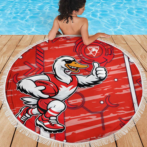 Sydney Swans Beach Blanket Mascot Cartoon Football Illustration Style