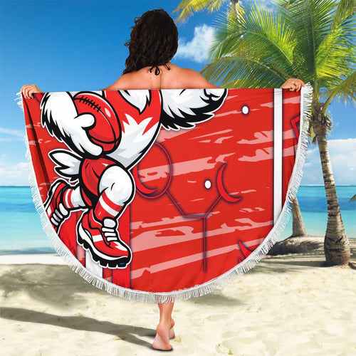 Sydney Swans Beach Blanket Mascot Cartoon Football Illustration Style