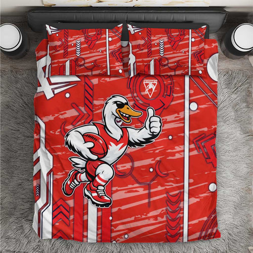 Sydney Swans Bedding Set Mascot Cartoon Football Illustration Style