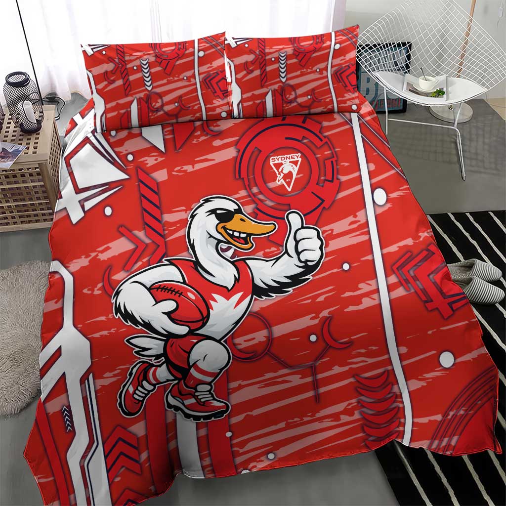 Sydney Swans Bedding Set Mascot Cartoon Football Illustration Style