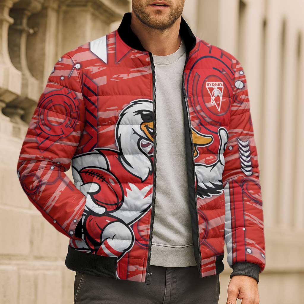 Sydney Swans Bomber Puffer Jacket Mascot Cartoon Football Illustration Style