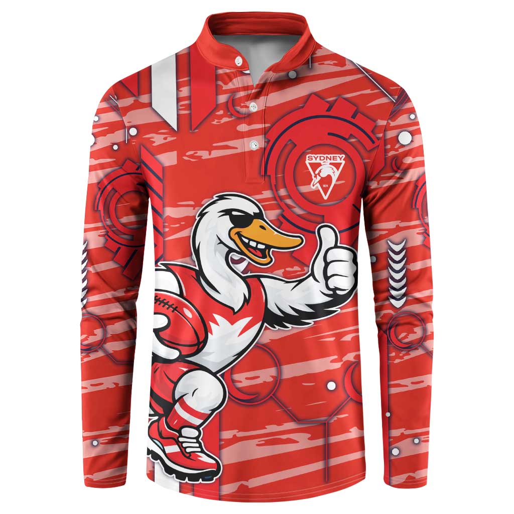 Sydney Swans Button Sweatshirt Mascot Cartoon Football Illustration Style