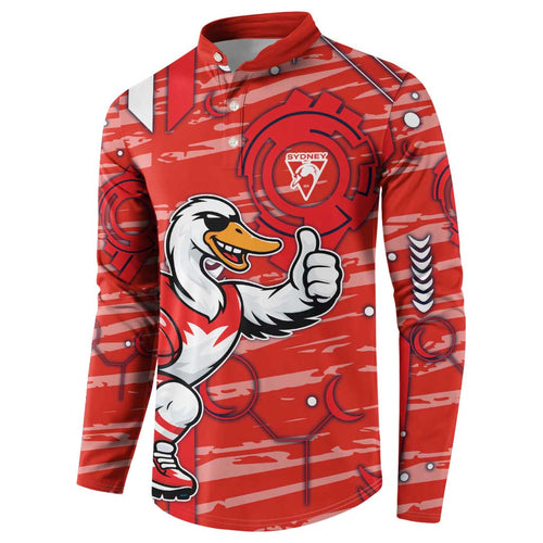Sydney Swans Button Sweatshirt Mascot Cartoon Football Illustration Style
