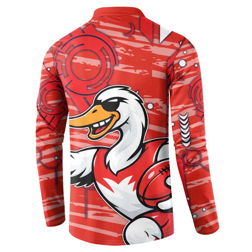 Sydney Swans Button Sweatshirt Mascot Cartoon Football Illustration Style