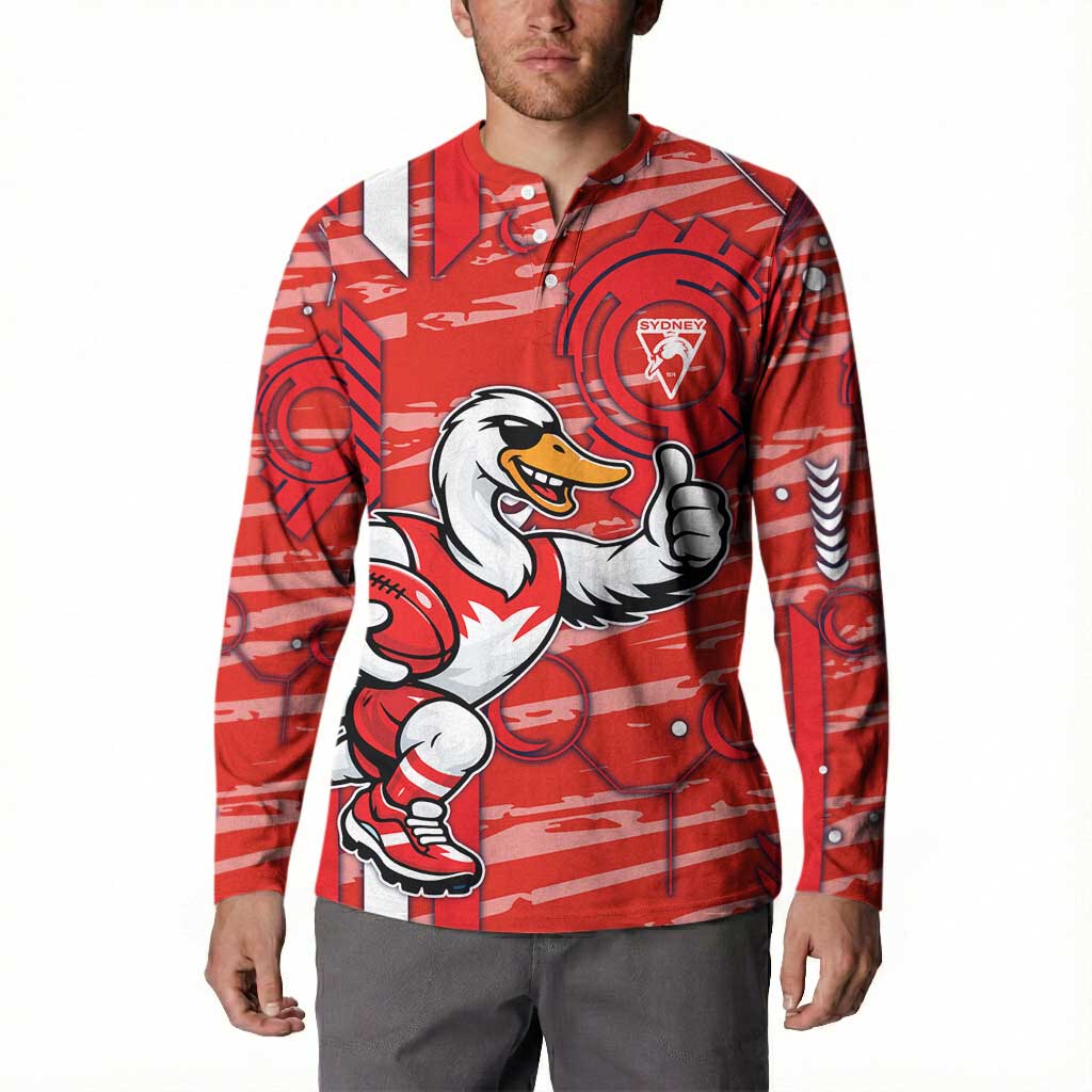 Sydney Swans Button Sweatshirt Mascot Cartoon Football Illustration Style