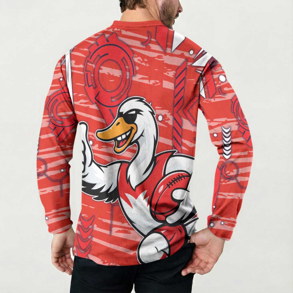 Sydney Swans Button Sweatshirt Mascot Cartoon Football Illustration Style