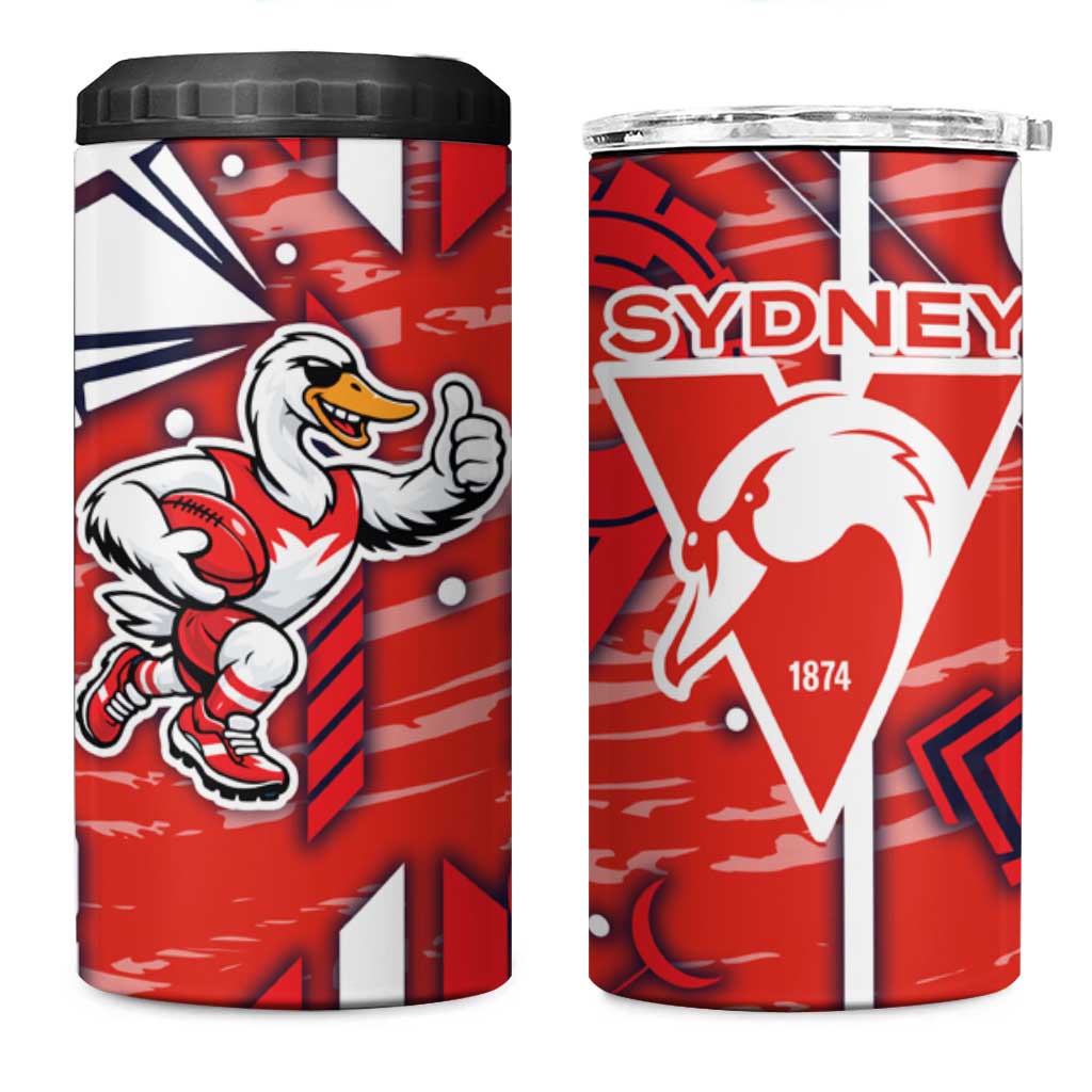 Sydney Swans 4 in 1 Can Cooler Tumbler Mascot Cartoon Football Illustration Style