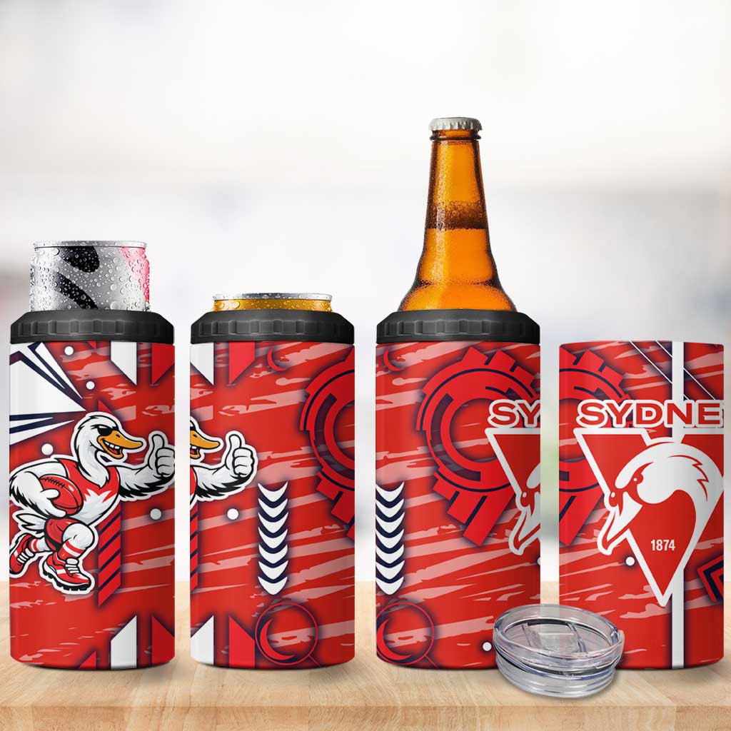 Sydney Swans 4 in 1 Can Cooler Tumbler Mascot Cartoon Football Illustration Style