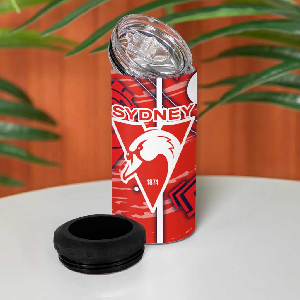 Sydney Swans 4 in 1 Can Cooler Tumbler Mascot Cartoon Football Illustration Style