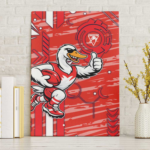 Sydney Swans Canvas Wall Art Mascot Cartoon Football Illustration Style