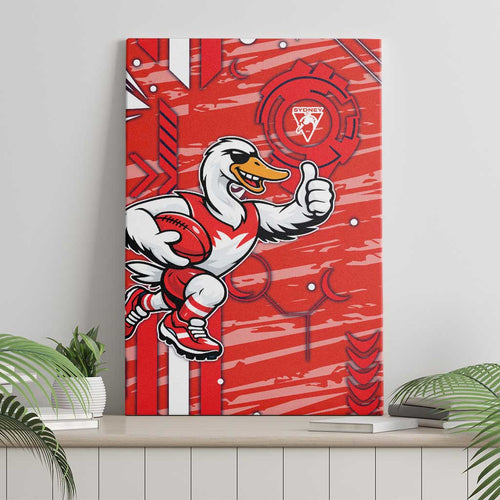 Sydney Swans Canvas Wall Art Mascot Cartoon Football Illustration Style