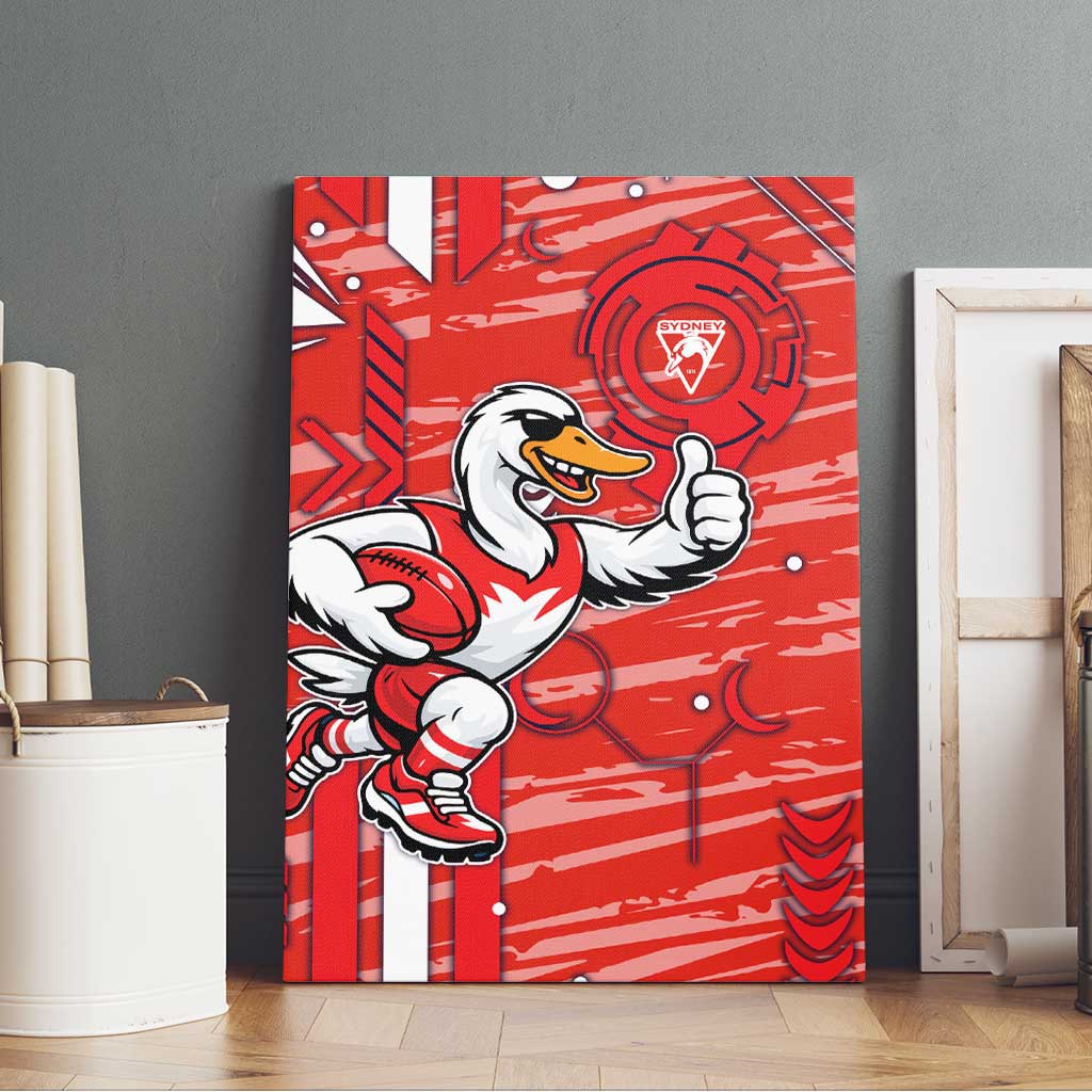 Sydney Swans Canvas Wall Art Mascot Cartoon Football Illustration Style