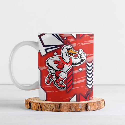 Sydney Swans Ceramic Mug Mascot Cartoon Football Illustration Style