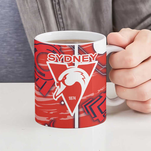 Sydney Swans Ceramic Mug Mascot Cartoon Football Illustration Style