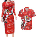 Sydney Swans Couples Matching Long Sleeve Bodycon Dress and Hawaiian Shirt Mascot Cartoon Football Illustration Style