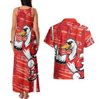 Sydney Swans Couples Matching Tank Maxi Dress and Hawaiian Shirt Mascot Cartoon Football Illustration Style