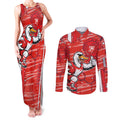 Sydney Swans Couples Matching Tank Maxi Dress and Long Sleeve Button Shirt Mascot Cartoon Football Illustration Style