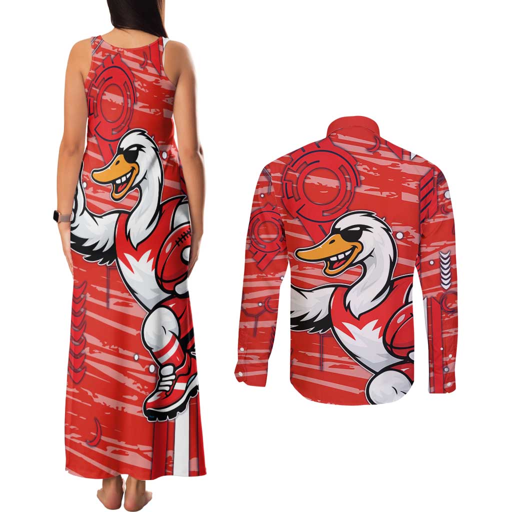 Sydney Swans Couples Matching Tank Maxi Dress and Long Sleeve Button Shirt Mascot Cartoon Football Illustration Style