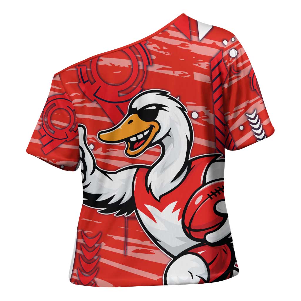 Sydney Swans Cross Shoulder Shirt Mascot Cartoon Football Illustration Style
