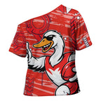 Sydney Swans Cross Shoulder Shirt Mascot Cartoon Football Illustration Style