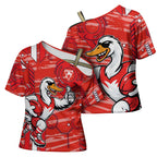 Sydney Swans Cross Shoulder Shirt Mascot Cartoon Football Illustration Style