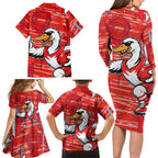Sydney Swans Family Matching Long Sleeve Bodycon Dress and Hawaiian Shirt Mascot Cartoon Football Illustration Style