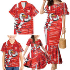 Sydney Swans Family Matching Mermaid Dress and Hawaiian Shirt Mascot Cartoon Football Illustration Style