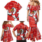 Sydney Swans Family Matching Mermaid Dress and Hawaiian Shirt Mascot Cartoon Football Illustration Style
