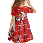 Sydney Swans Family Matching Off Shoulder Short Dress and Hawaiian Shirt Mascot Cartoon Football Illustration Style