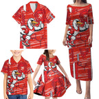 Sydney Swans Family Matching Puletasi and Hawaiian Shirt Mascot Cartoon Football Illustration Style