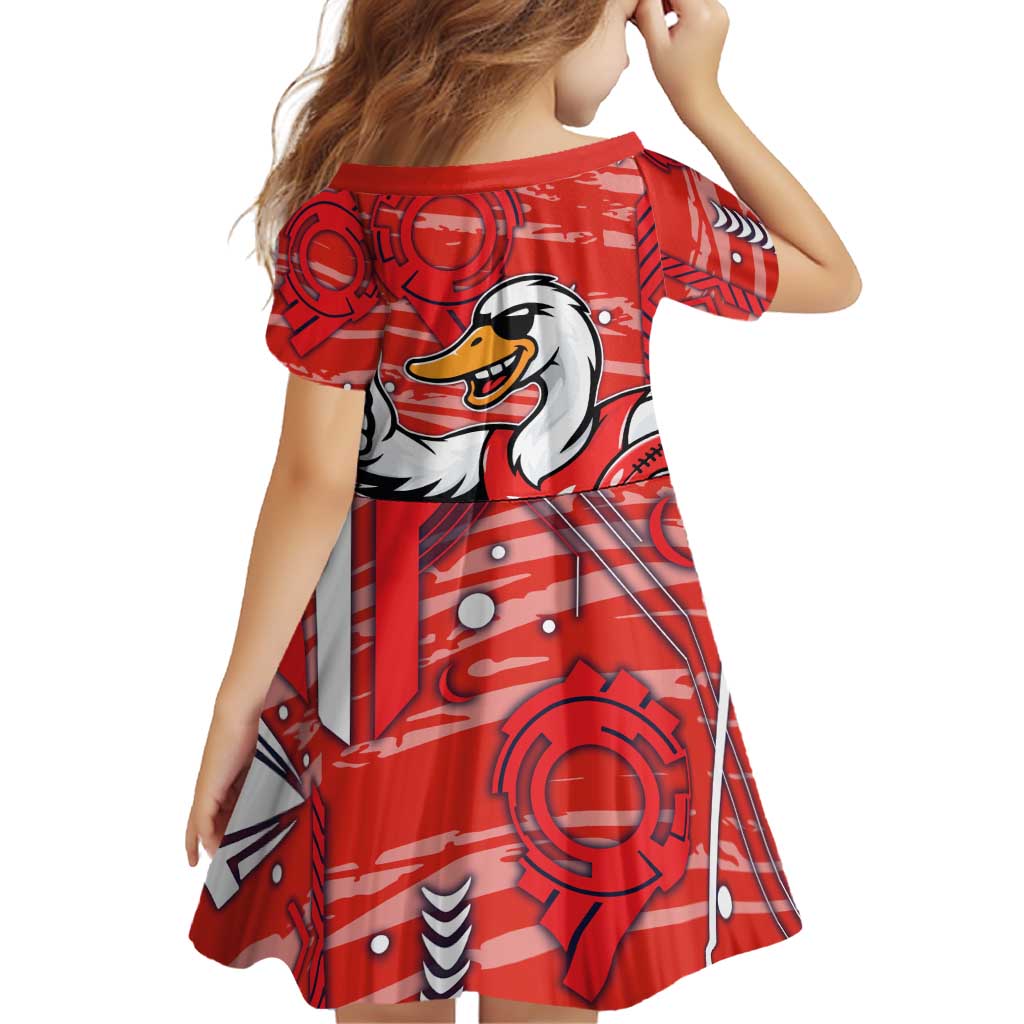 Sydney Swans Family Matching Puletasi and Hawaiian Shirt Mascot Cartoon Football Illustration Style
