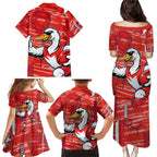 Sydney Swans Family Matching Puletasi and Hawaiian Shirt Mascot Cartoon Football Illustration Style