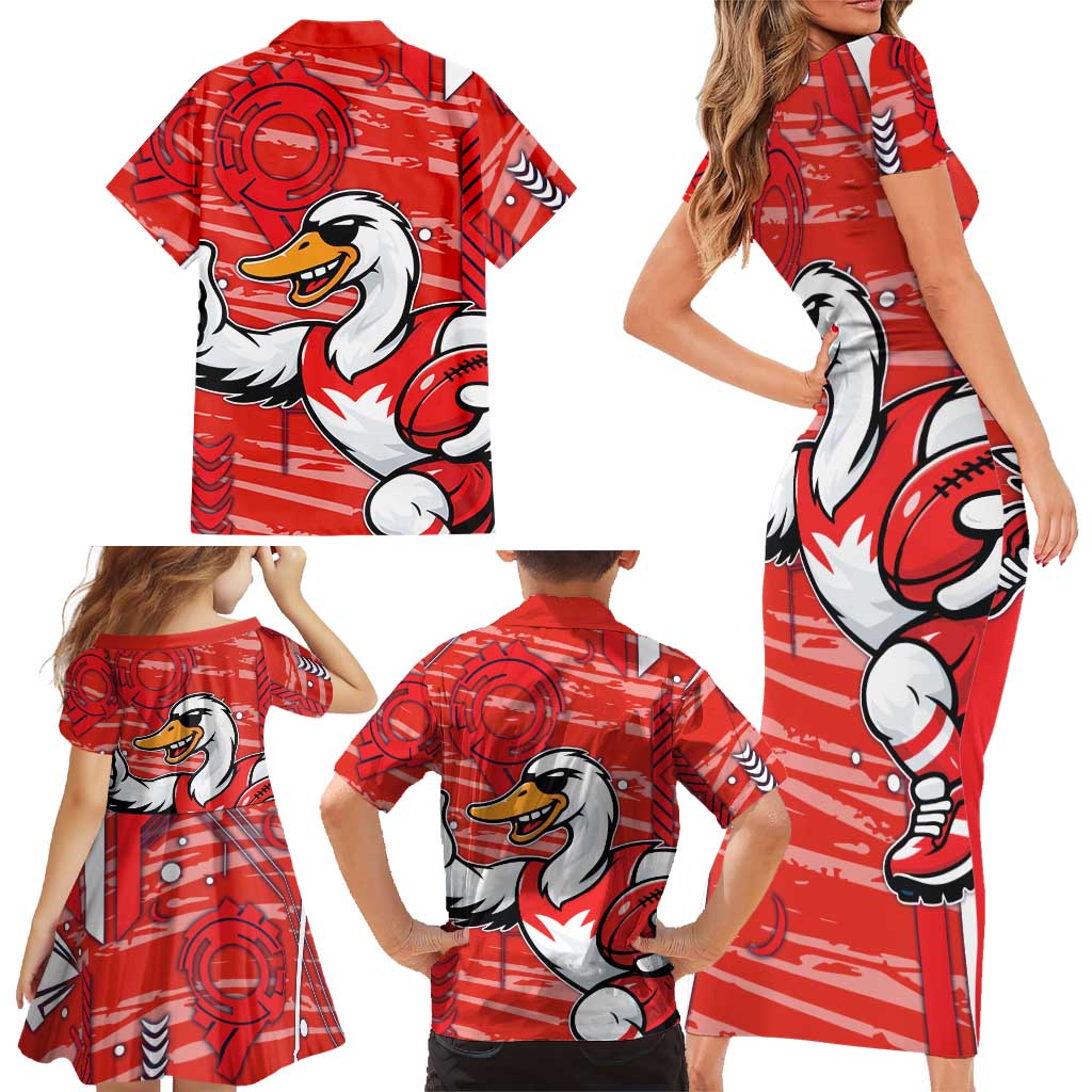 Sydney Swans Family Matching Short Sleeve Bodycon Dress and Hawaiian Shirt Mascot Cartoon Football Illustration Style