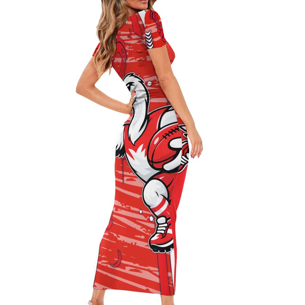 Sydney Swans Family Matching Short Sleeve Bodycon Dress and Hawaiian Shirt Mascot Cartoon Football Illustration Style
